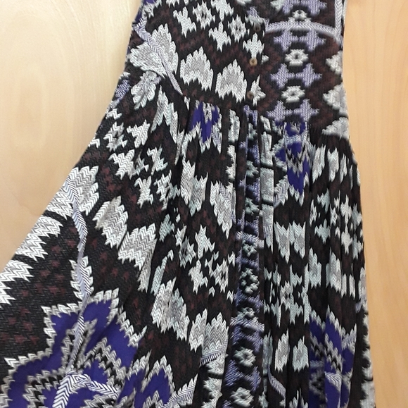 Free People Black Purple take me to thailand Geometric Aztec Print dress - Picture 4 of 15